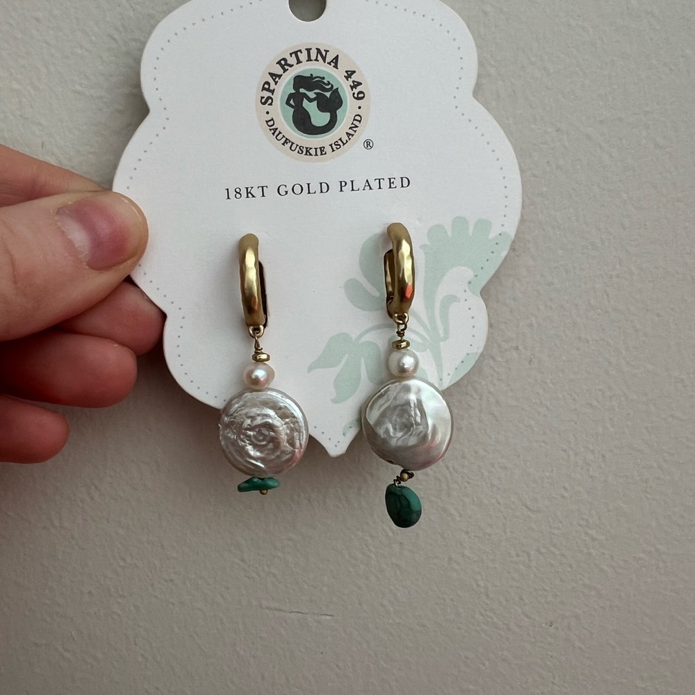 Spartina 449 Gold and White Earrings